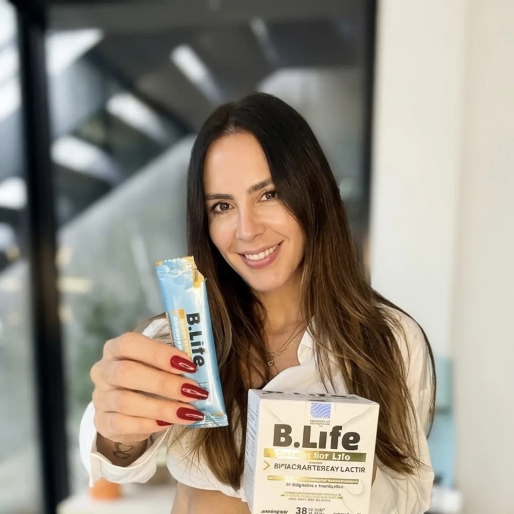 Acompañamiento Biotics for Life con producto en mano